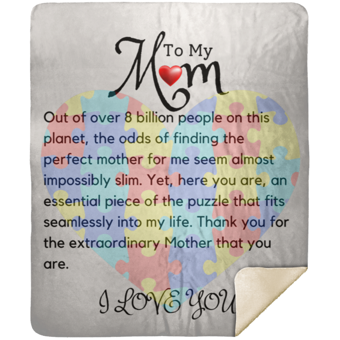 To My Mom Heart Puzzle Blanket