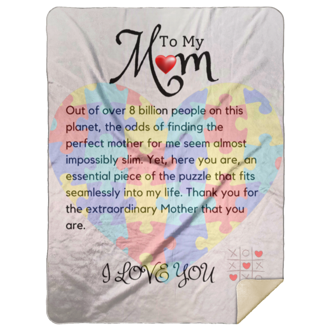 To My Mom Heart Puzzle Blanket