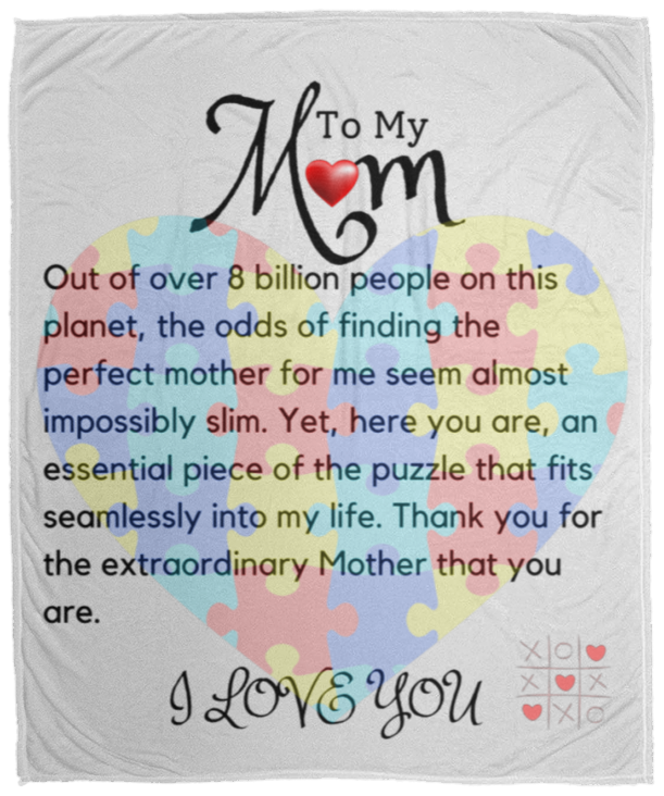 To My Mom Heart Puzzle Blanket