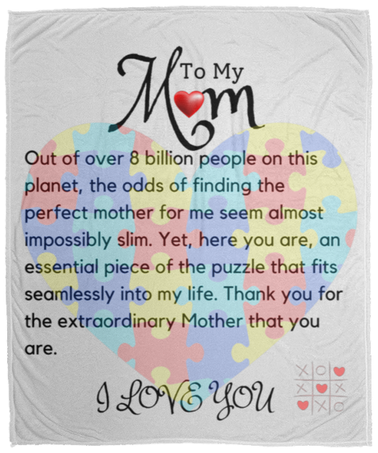 To My Mom Heart Puzzle Blanket