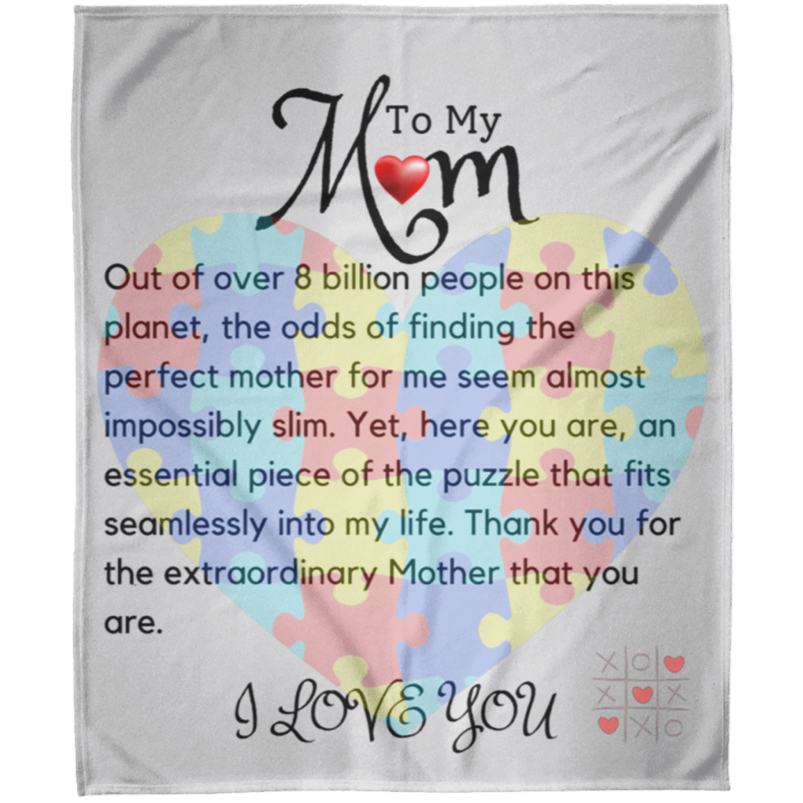 To My Mom Heart Puzzle Blanket